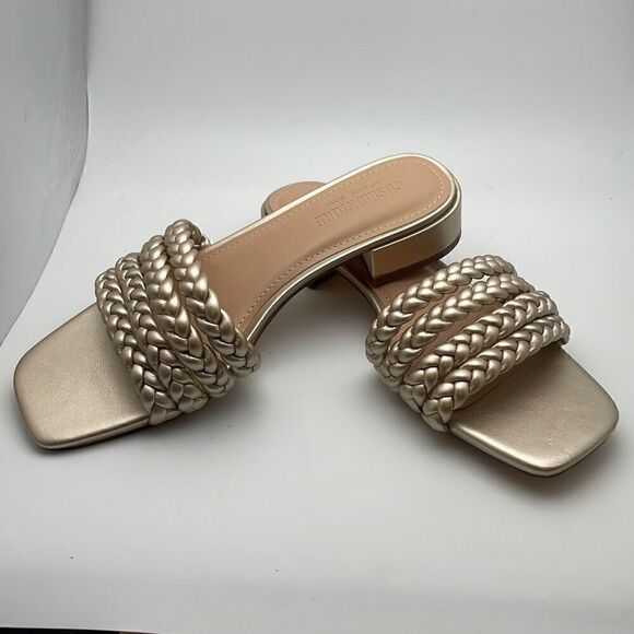 CUSHIONAIRE Women's braided low block heel sandal SIZE 7 CHAMPAGNE - Picture 5 of 8
